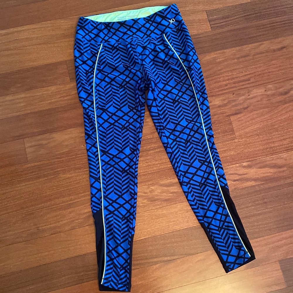 2XIST.COM Blue, Black and Yellow Leggings - Size Medium, zip pocket in waistband